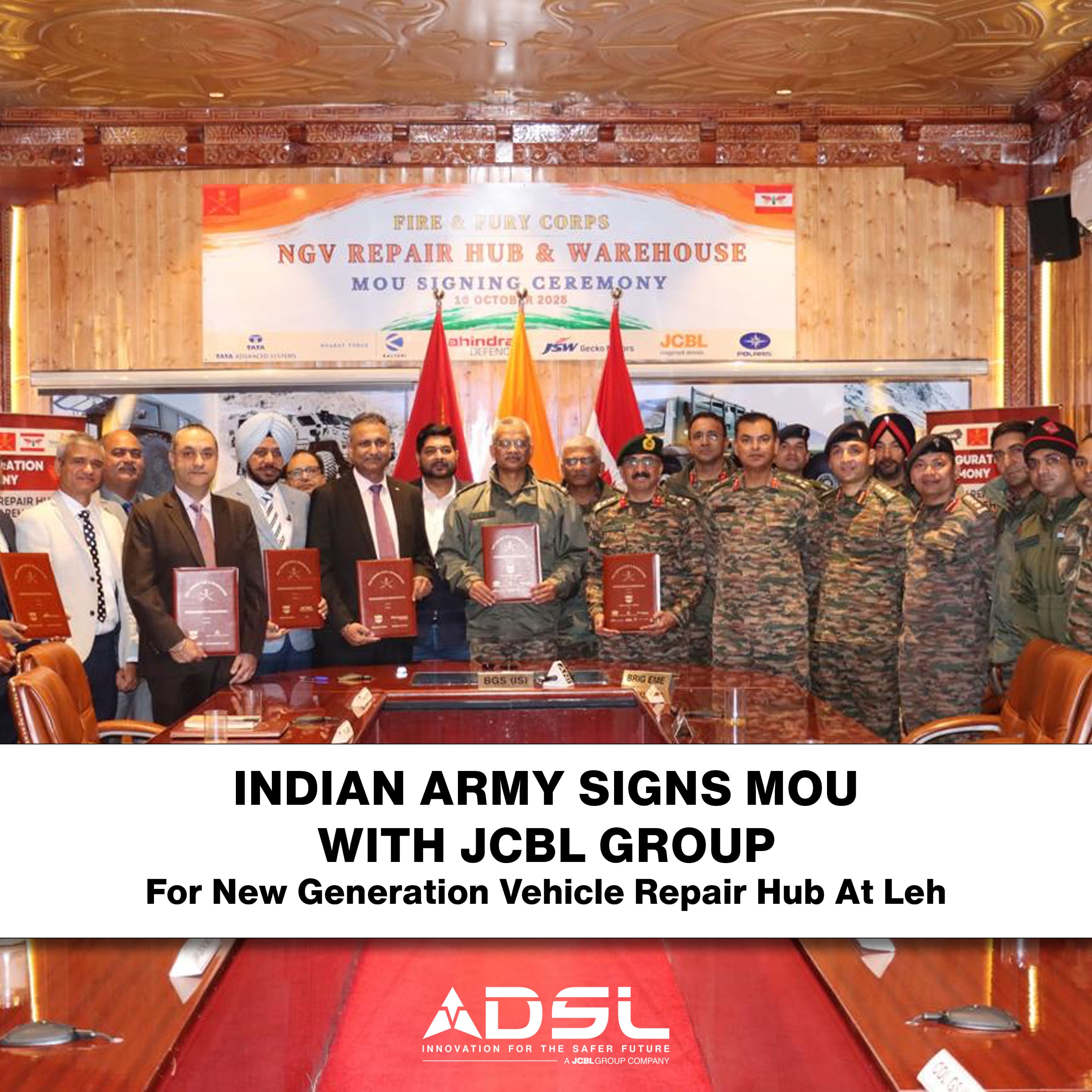 Indian Army Signs MoU With JCBL Group For New Generation Vehicle Repair Hub At Leh