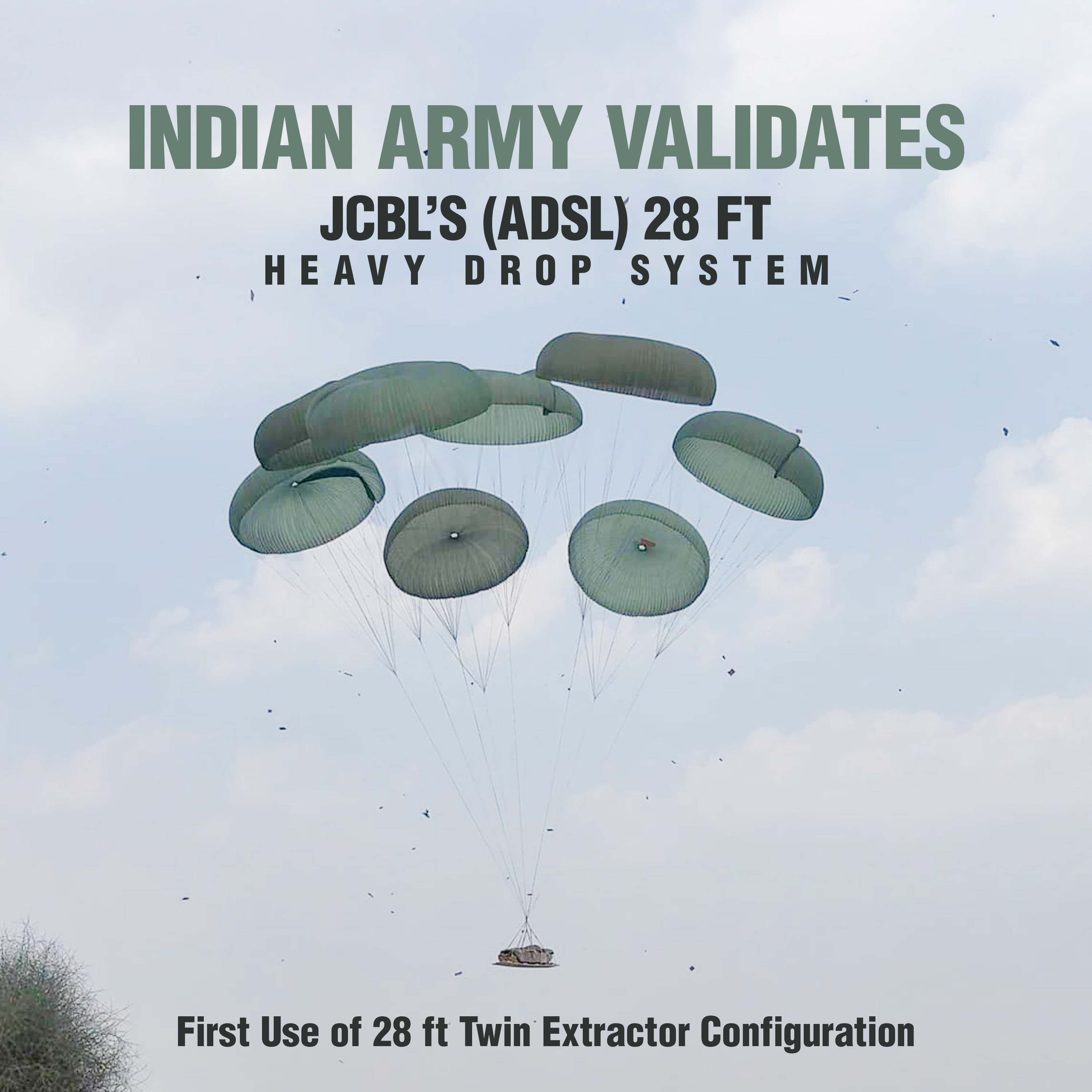 Indian Army Successfully validate “Advance 28-ft Heavy Drop System – 20T (Type V)” Configuration