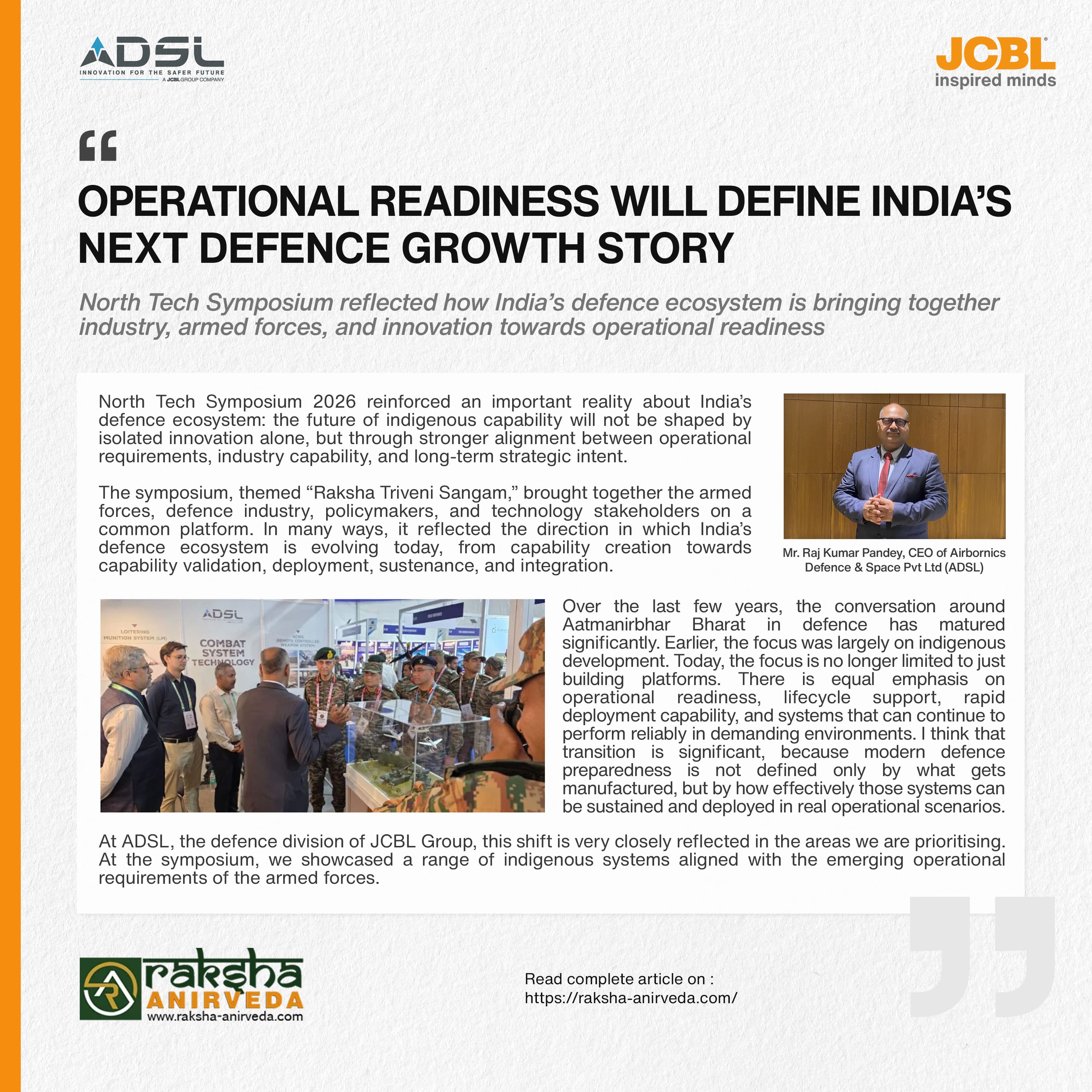 Operational Readiness- India's Next Defence Growth Story, Raj Kumar Pandey, Raksha Anirveda